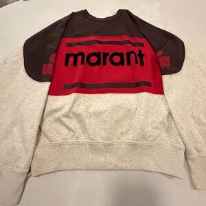 Isabel Marant Brown and Red Striped Logo Pullover